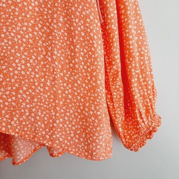 OLD NAVY Long Sleeve Light Flowy Pink Ditsy Floral Blouse Sz XL - Picture 7 of 13